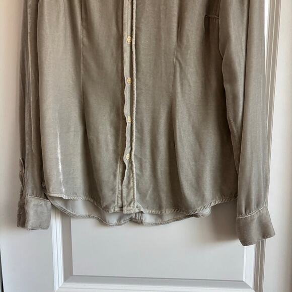CP Shades Women’s Long Sleeve Button Up Blouse Top Sz L Gray Silk Blend - Picture 5 of 10